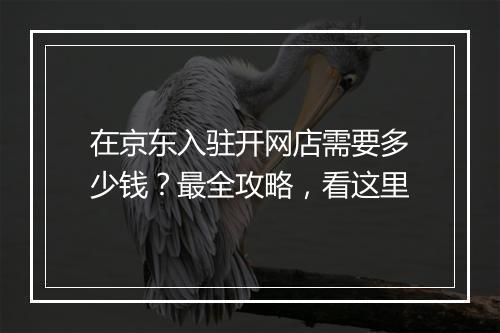 在京东入驻开网店需要多少钱？最全攻略，看这里