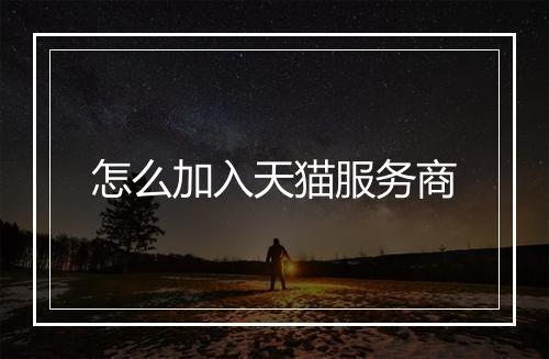 怎么加入天猫服务商