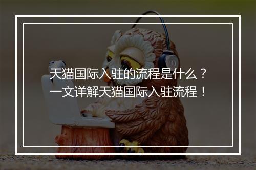 天猫国际入驻的流程是什么？一文详解天猫国际入驻流程！