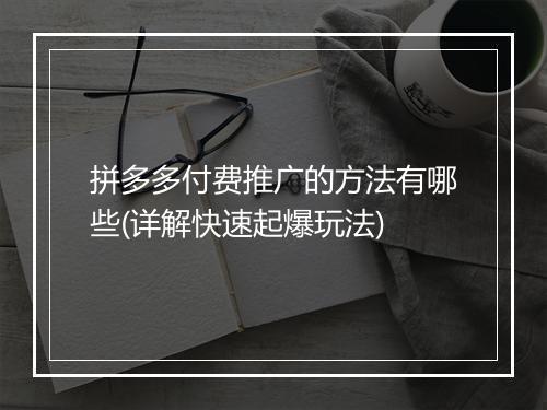 拼多多付费推广的方法有哪些(详解快速起爆玩法)