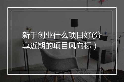 新手创业什么项目好(分享近期的项目风向标）