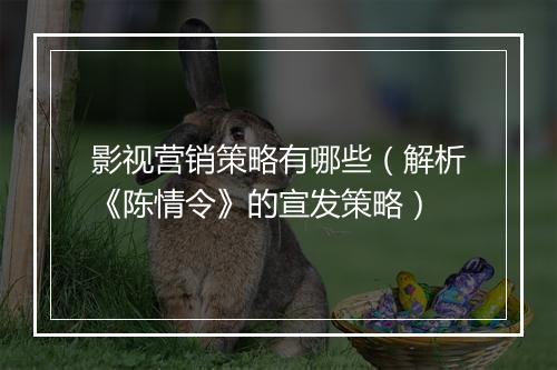 影视营销策略有哪些（解析《陈情令》的宣发策略）