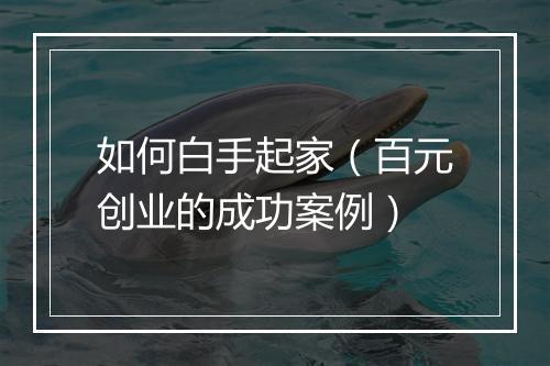 如何白手起家（百元创业的成功案例）