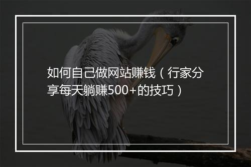 如何自己做网站赚钱（行家分享每天躺赚500+的技巧）