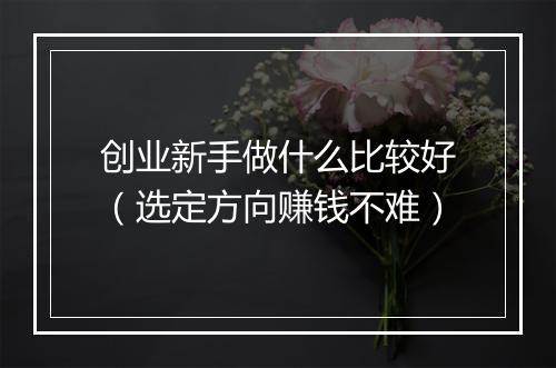 创业新手做什么比较好（选定方向赚钱不难）