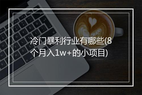 冷门暴利行业有哪些(8个月入1w+的小项目)