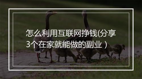怎么利用互联网挣钱(分享3个在家就能做的副业）