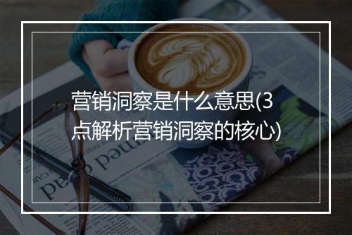 营销洞察是什么意思(3点解析营销洞察的核心)