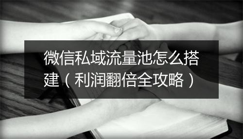 微信私域流量池怎么搭建（利润翻倍全攻略）