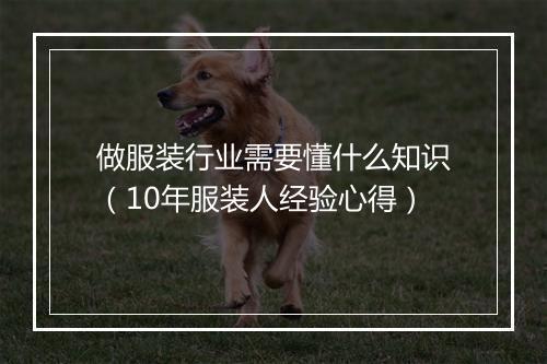 做服装行业需要懂什么知识（10年服装人经验心得）