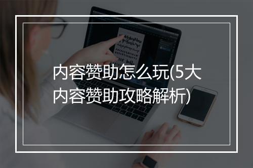 内容赞助怎么玩(5大内容赞助攻略解析)