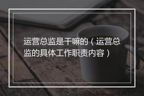 运营总监是干嘛的（运营总监的具体工作职责内容）