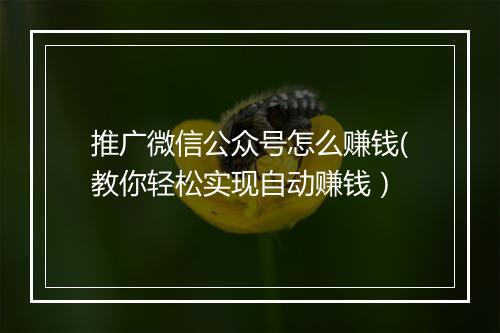 推广微信公众号怎么赚钱(教你轻松实现自动赚钱）