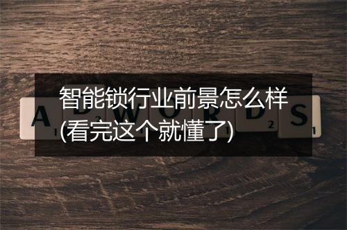 智能锁行业前景怎么样(看完这个就懂了)