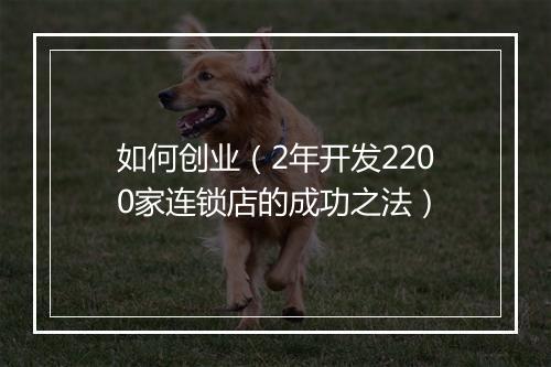 如何创业（2年开发2200家连锁店的成功之法）