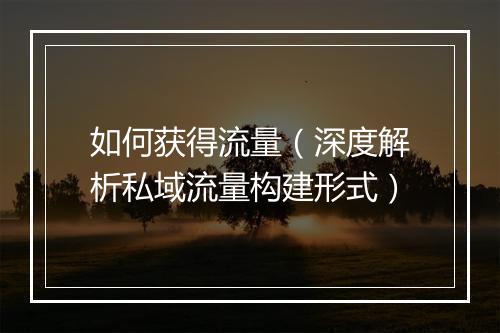 如何获得流量（深度解析私域流量构建形式）