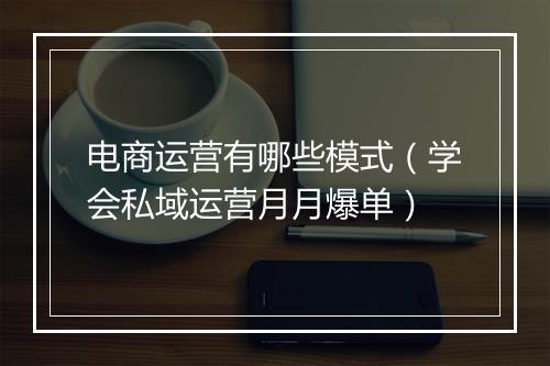 电商运营有哪些模式（学会私域运营月月爆单）