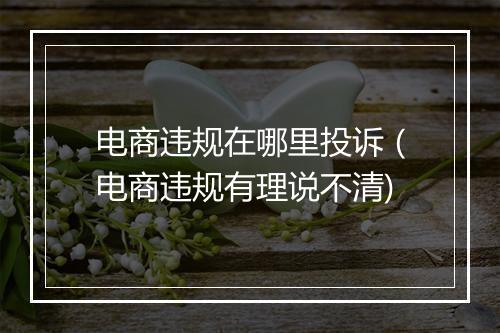 电商违规在哪里投诉（电商违规有理说不清)
