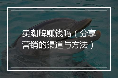 卖潮牌赚钱吗（分享营销的渠道与方法）