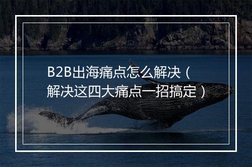 B2B出海痛点怎么解决（解决这四大痛点一招搞定）