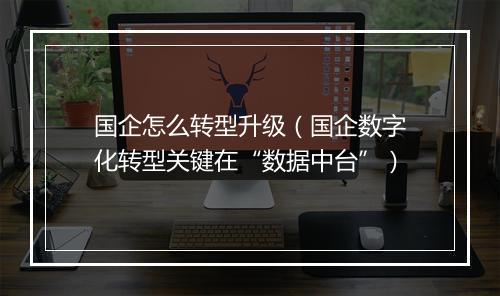 国企怎么转型升级（国企数字化转型关键在“数据中台”）