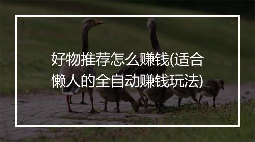 好物推荐怎么赚钱(适合懒人的全自动赚钱玩法)