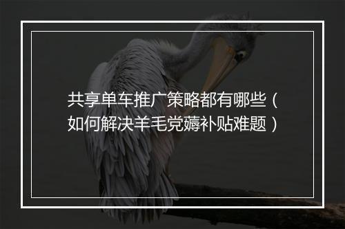 共享单车推广策略都有哪些（如何解决羊毛党薅补贴难题）