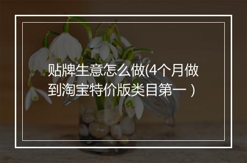 贴牌生意怎么做(4个月做到淘宝特价版类目第一）