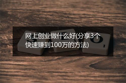 网上创业做什么好(分享3个快速赚到100万的方法)