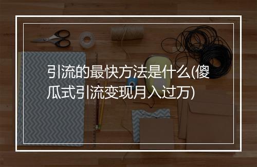 引流的最快方法是什么(傻瓜式引流变现月入过万)
