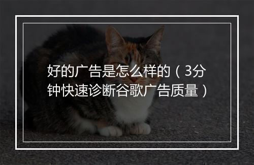 好的广告是怎么样的（3分钟快速诊断谷歌广告质量）