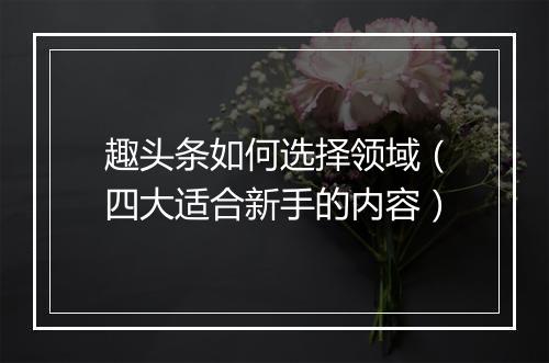 趣头条如何选择领域（四大适合新手的内容）