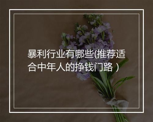 暴利行业有哪些(推荐适合中年人的挣钱门路）