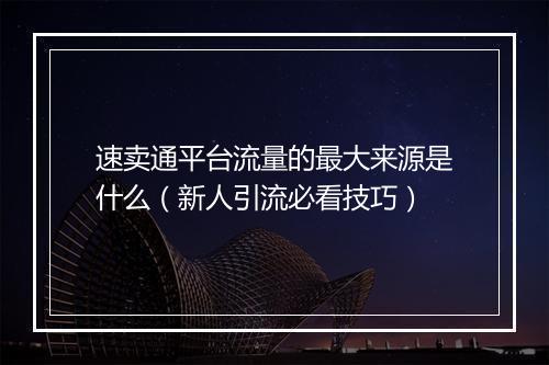 速卖通平台流量的最大来源是什么（新人引流必看技巧）