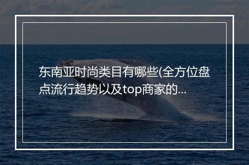 东南亚时尚类目有哪些(全方位盘点流行趋势以及top商家的成长经验)