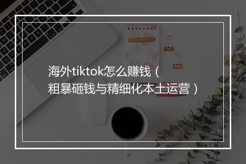 海外tiktok怎么赚钱（粗暴砸钱与精细化本土运营）