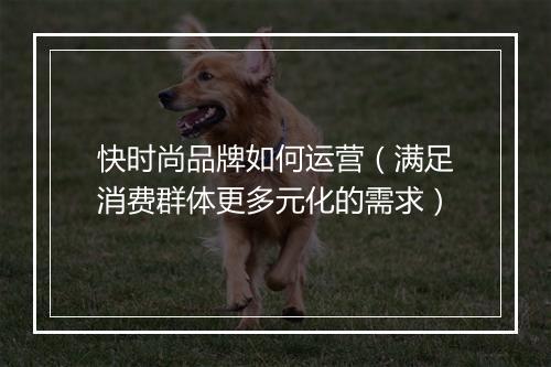 快时尚品牌如何运营（满足消费群体更多元化的需求）