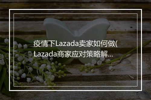 疫情下Lazada卖家如何做(Lazada商家应对策略解析）