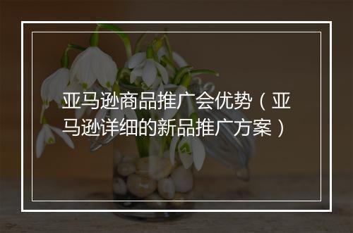 亚马逊商品推广会优势（亚马逊详细的新品推广方案）