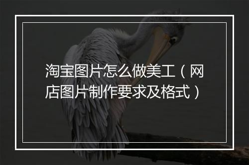淘宝图片怎么做美工（网店图片制作要求及格式）