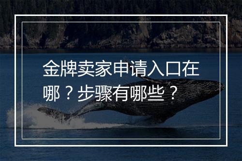 金牌卖家申请入口在哪？步骤有哪些？