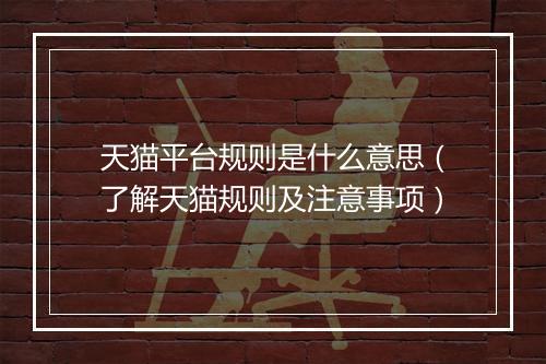 天猫平台规则是什么意思（了解天猫规则及注意事项）