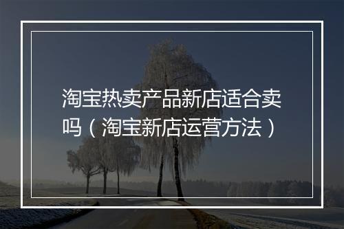 淘宝热卖产品新店适合卖吗（淘宝新店运营方法）