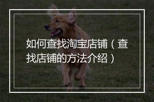 如何查找淘宝店铺（查找店铺的方法介绍）