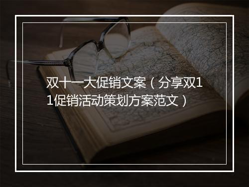 双十一大促销文案（分享双11促销活动策划方案范文）