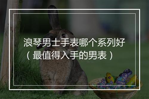 浪琴男士手表哪个系列好（最值得入手的男表）