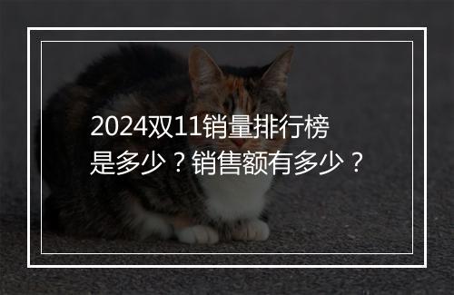2024双11销量排行榜是多少？销售额有多少？