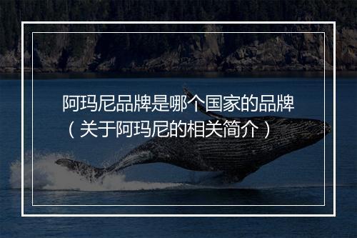 阿玛尼品牌是哪个国家的品牌（关于阿玛尼的相关简介）