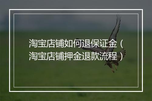淘宝店铺如何退保证金（淘宝店铺押金退款流程）