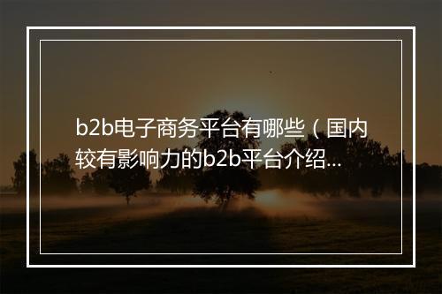 b2b电子商务平台有哪些（国内较有影响力的b2b平台介绍）